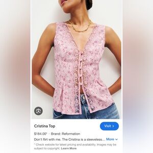 Reformation Cristina top in Pink floral (Baby’s Breath?)